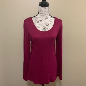 Kate Park Long Sleeve Maroon Petite Large Top